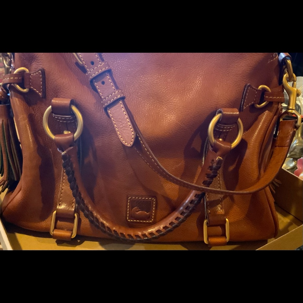 Dooney & Bourke - All Weather Leather - Florentine Satchel - Brown w/red lining